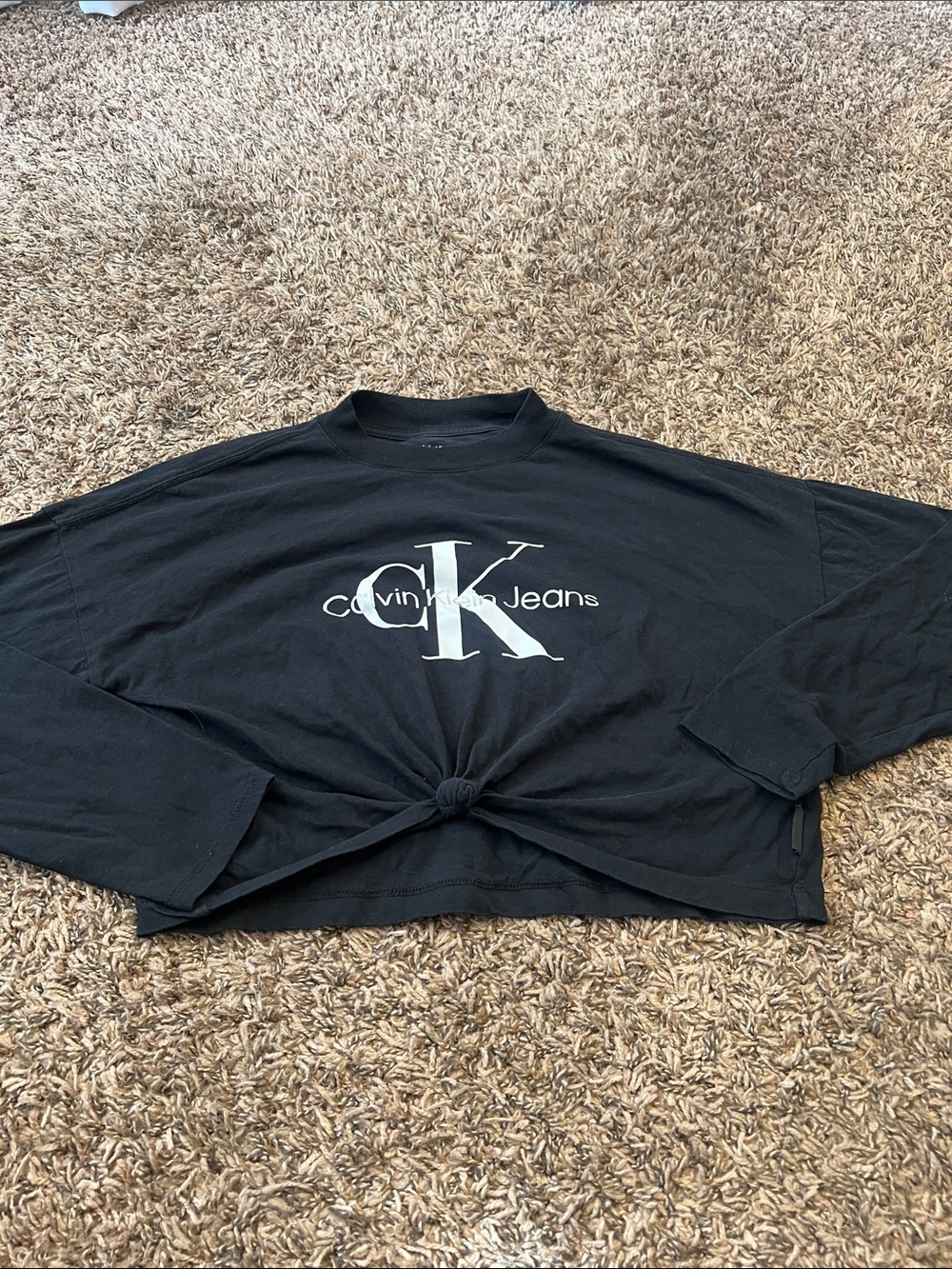 Calvin Klein Black Cropped Logo Sweatshirt